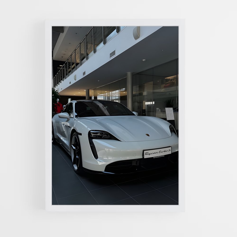 Poster Turbo Blanc – affiche Porsche (vue 3)